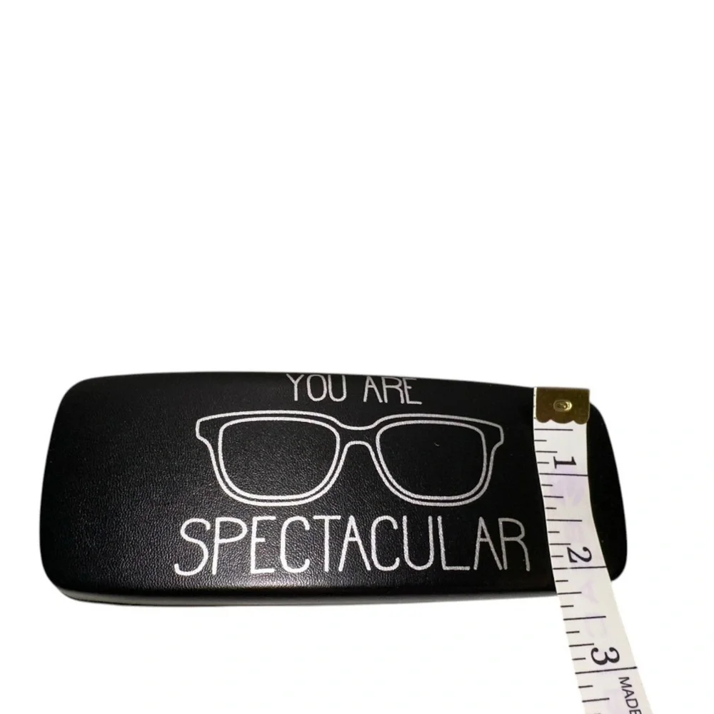Black Vegan Leather Glasses Case “YOU ARE SPECTACULAR” in WhiteContrast Print